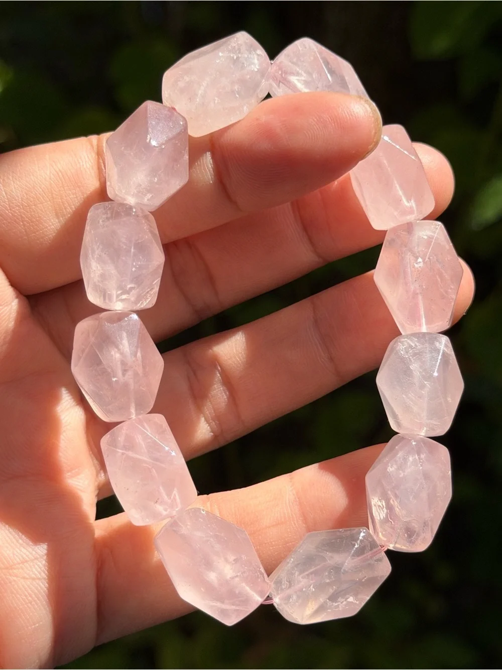 13mm Rose Quartz Faceted Beaded Stretch Bracelet 2050